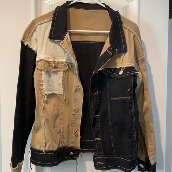 black patchwork denim jacket